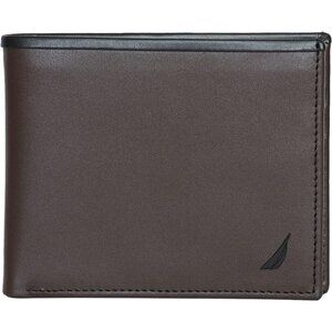 Men's  Black/Brown Bifold Leather Wallet RFID Blocking ID Window Card Slots